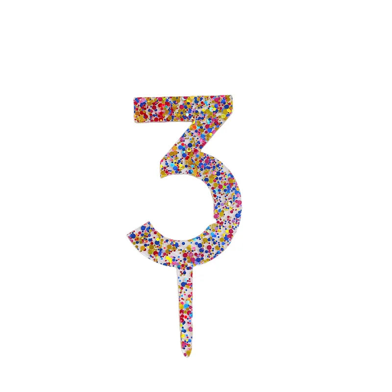 Sparkling 0-9 Number Happy Birthday Cake Topper Gold Acrylic Wedding Cake Topper Kids Birthday Party Cake decoration Baby shower