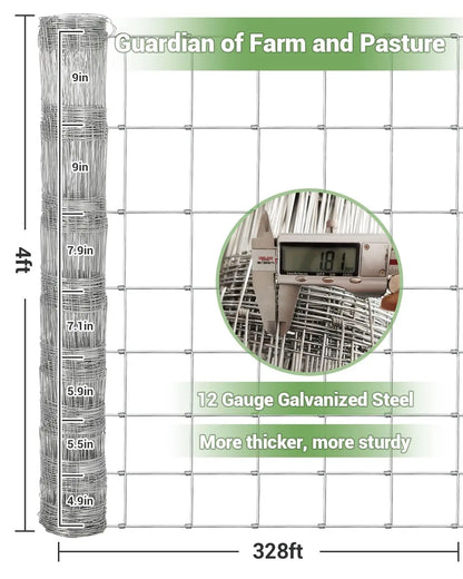 Galvanized Steel Livestock Fencing Heavy Duty Wire Fence Panels Zinc Coated Rust Resistant Animal Enclosure Farm Pasture Fence