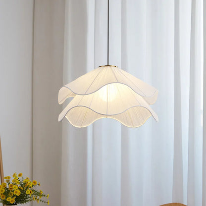 Nordic Minimalist Cream Pendant Lights White Fabric Led Living Room Bedroom Home Decor Chandelier Balcony Hanging Lamp Fixture