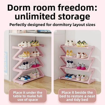 Simple shoe rack Multifunctional storage rack Multi-layer Z-shaped shoe rack Household dormitory shoe rack