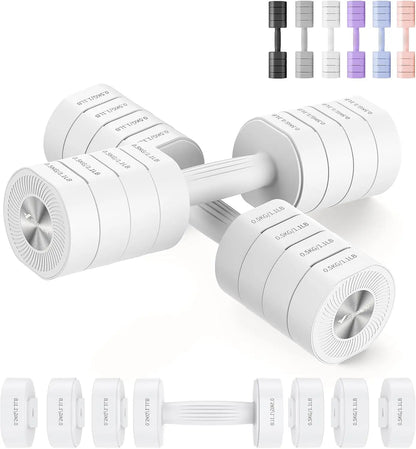 Adjustable Dumbbell Set of 2, Anti-slip Handle, Macaron Colors, 4 Weights Each 2.2-8.8 lbs for Home Workout