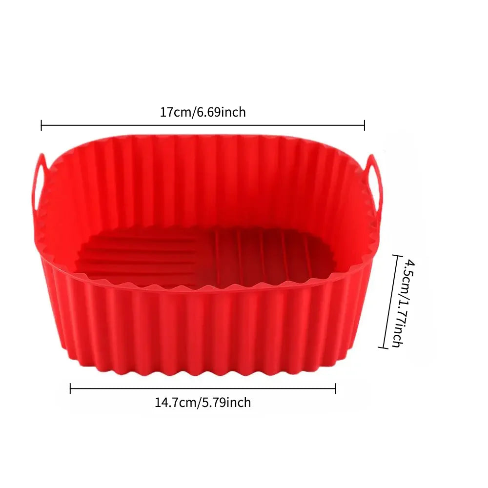 Silicone Air Fryer Liners Pot Square Airfryer Basket Plate Cooking Gadgets Reusable Non-stick Pizza Pan Oven Kitchen Accessories