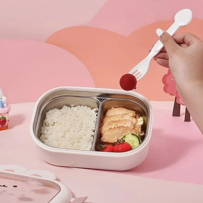 Stainless Steel Bento Box Creative Rabbit Design Divides Sealed Portable Lunch Box with Buckle for Children Student Cute Gifts