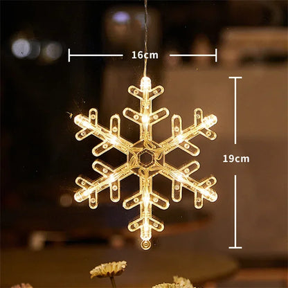 Christmas LED Snowflake Light Santa Hanging Sucker Lamp Window Ornaments Decoration for Home Xmas New Year Decor String Lights