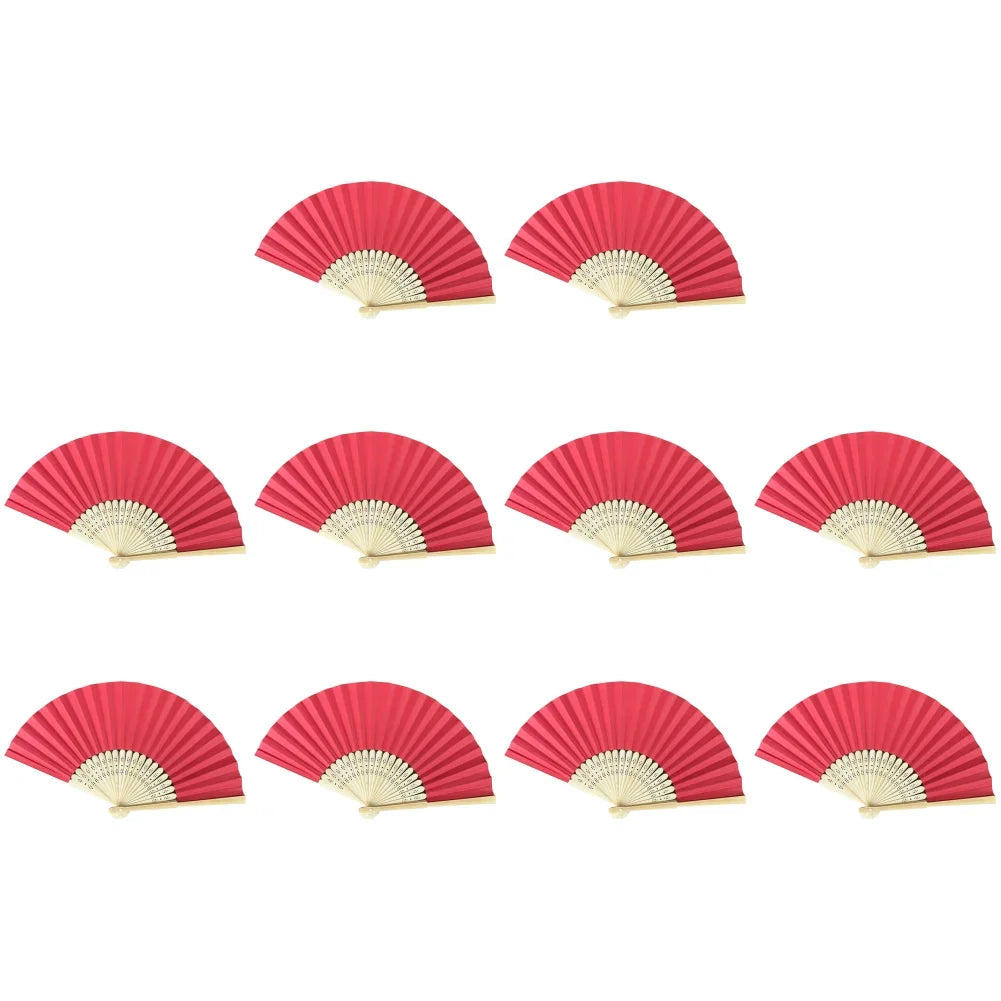 Hand Fan Bamboo Paper Fan Pocket Folding Fan Solid Color Guest Fans DIY Guest Gift for Wedding Birthday Summer Party