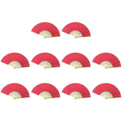 Hand Fan Bamboo Paper Fan Pocket Folding Fan Solid Color Guest Fans DIY Guest Gift for Wedding Birthday Summer Party