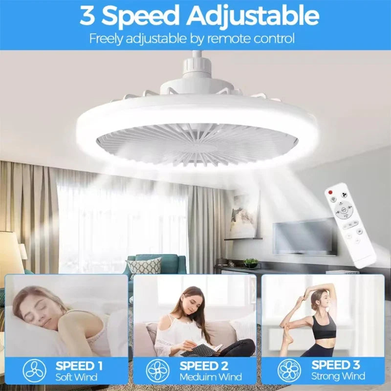 Rotatable 3in1 Ceiling fan light E27 LED Converter Base smart remote control bedroom fans lamp study kitchen Home decoration