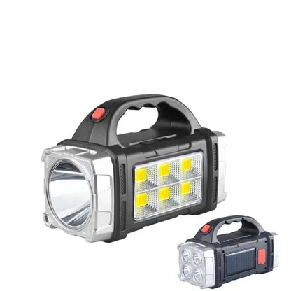 Portable Powerful USB Rechargeable Flashlights Solar LED Light With COB Work Light 4 Gear Charge Mobile Phone Camping Lamps