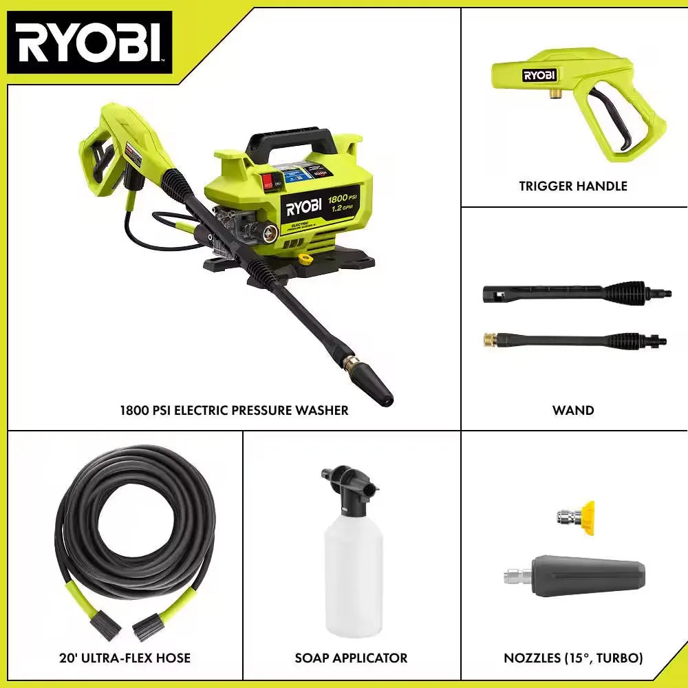 1800 PSI 1.2 GPM Cold Water Corded Electric Pressure Washer