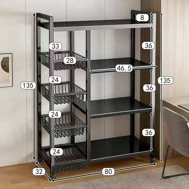 Multi-purpose mobile storage rack detachable mesh basket kitchen storage rack balcony living room shelf