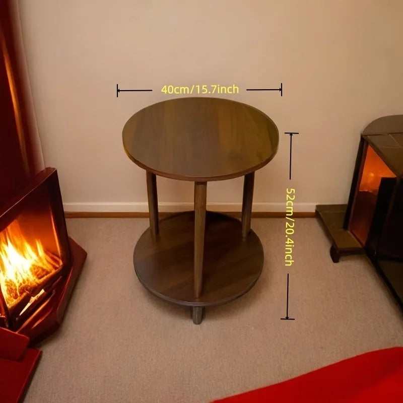 Modern Round Nesting Coffee Table, 2-Tier Wood Table in Walnut, Space-Saving Nestable Side Table for Living Room Small Spaces