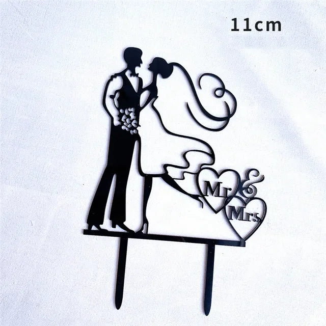 Ins Gold Acrylic Ring Wedding Cake Topper Bride Groom Proposal Party Wedding Cake Topper for Engagement Gift Dessert Decoration