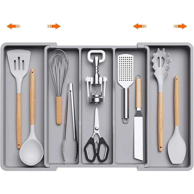 Expandable Utensil Organizer for Kitchen Drawers Large Silverware Drawer Organizer Divider Adjustable Cooking Utensil Tray