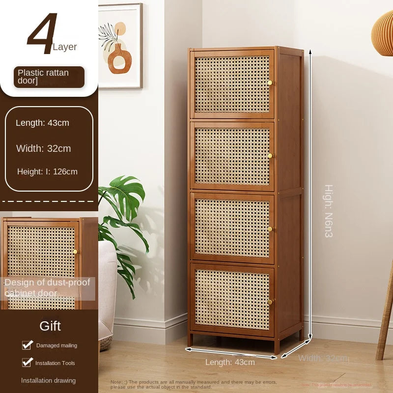 Bookcase with door, multi-layer storage rack, seam storage cabinet, living room display cabinet, bookshelf
