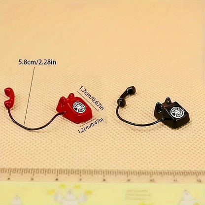 1 Piece of 1:12 Miniature Food and Play Scene Model, Mini Phone Model, Alloy Retro Rotating Phone, Doll House Furniture, Toys