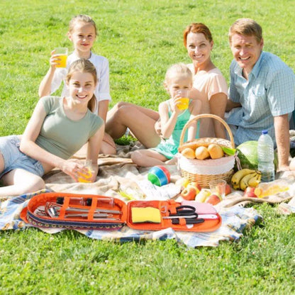 19Pcs Camping Cooking Utensil Kit Portable Picnic Cookware Outdoor Kitchen Equipment Gear Campfire Barbecue Appliances with Sto