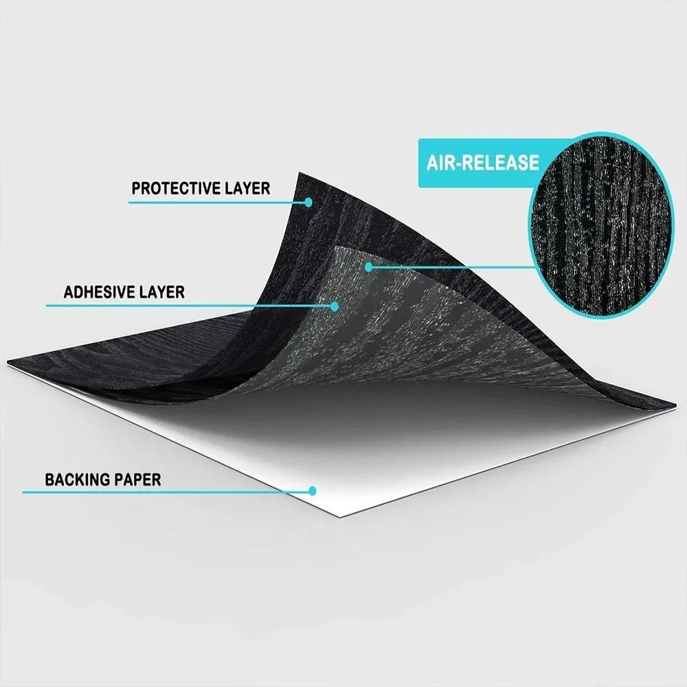 40cm Black Wood Peel And Stick Paper Decorative Self-Adhesive Film For Furniture Real Wood Tactile Sensation Surfaces Easy Clean
