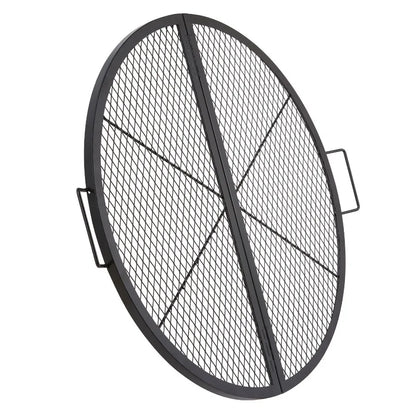 Foldable Round Cooking Grate for Outdoor Party Heavy Duty Steel Fire Pit Grill with Handle and Support X Wire 36 Inch Black Por