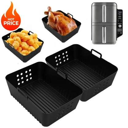 2Pcs/1Pcs Air Fryer Silicone Liners for Ninja SL400 SL401 Stack XL Basket Reusable AirFryer Baking Tray Airfryer Accessories
