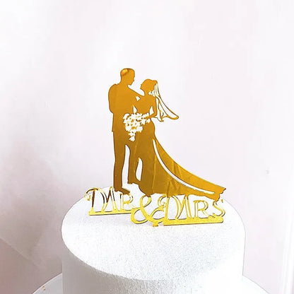 Ins Gold Acrylic Ring Wedding Cake Topper Bride Groom Proposal Party Wedding Cake Topper for Engagement Gift Dessert Decoration