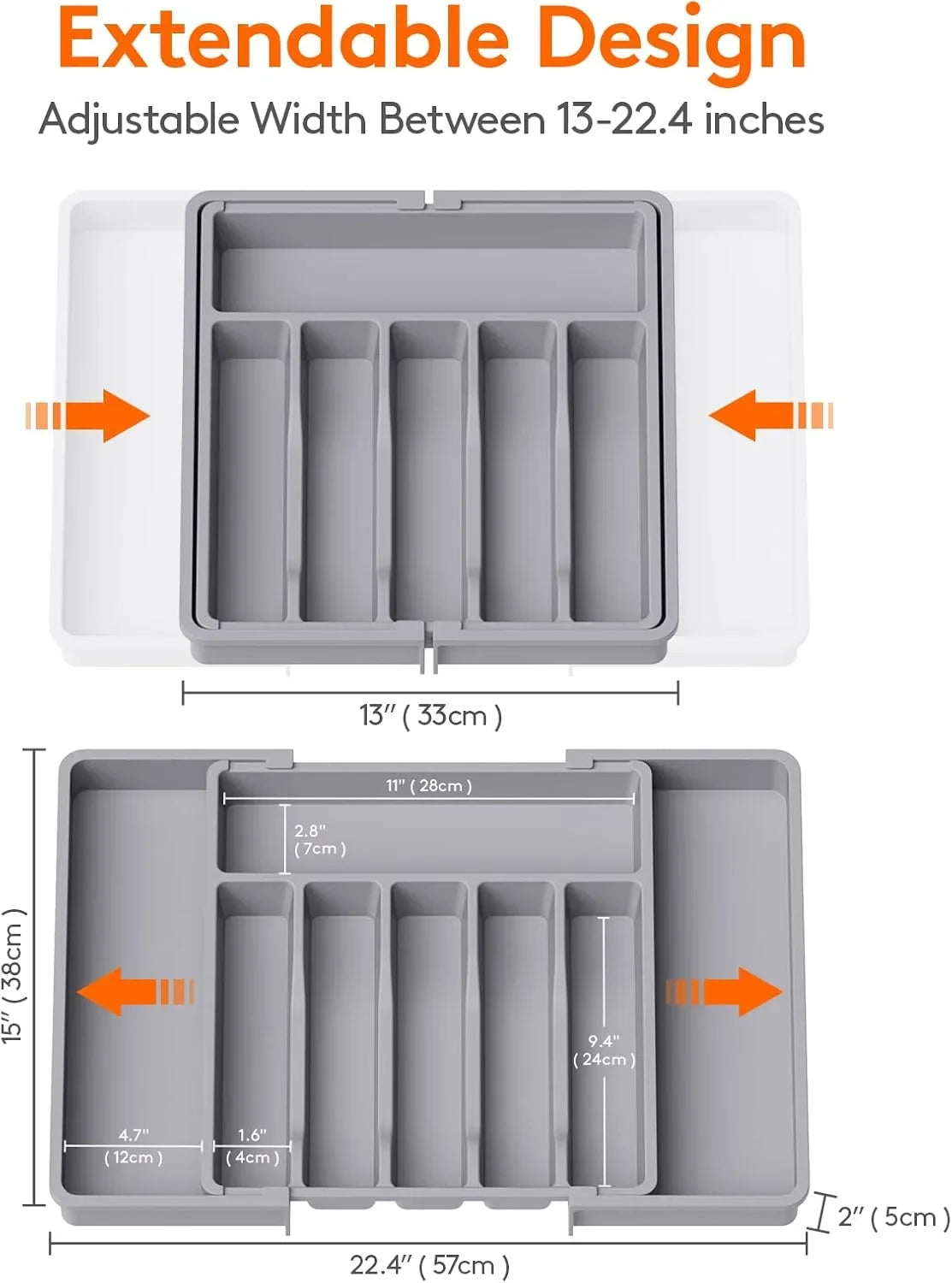Expandable Utensil Organizer for Kitchen Drawers Large Silverware Drawer Organizer Divider Adjustable Cooking Utensil Tray