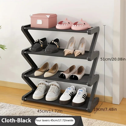 4-Tier Pink Z-Shaped Shoe Rack - Floor-Mounted Storage Rack for Living Room Bedroom & Entryway|Shoe Rack|Shoe Storage Organizer