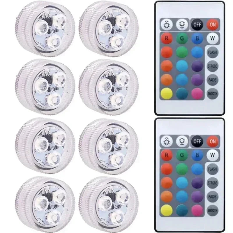 Submersible LED Light with Remote Pool Lights for Party Event Waterproof Tea Lamp for Vase Fishtank Wedding Halloween Christmas