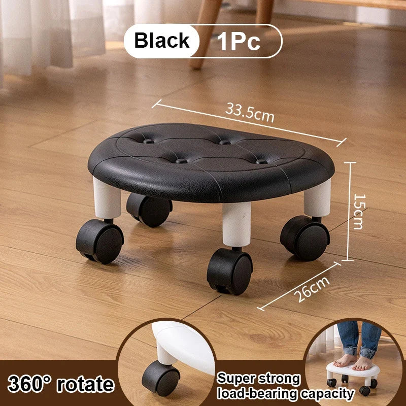 Universal Wheel Stool for Household Use Pulley Low Stool Seat with Wheels CHILDREN'S Multi-functional Stool, round Stool