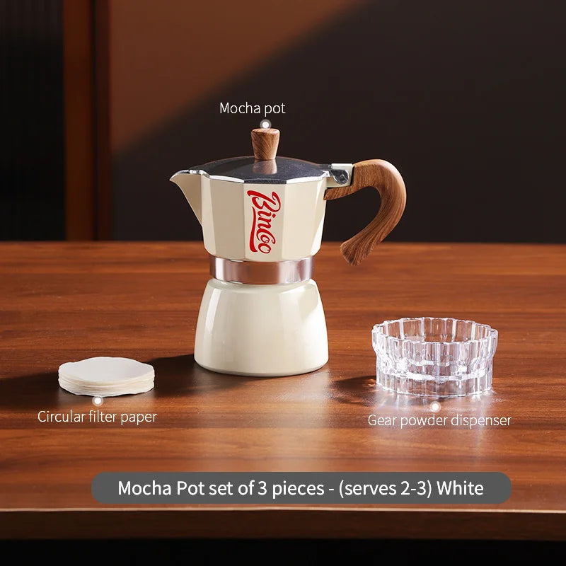 Bincoo Coffee Moka Pot Set with Filter Paper for Home Use Small Espresso Extraction Machine Complete Brewing Kit