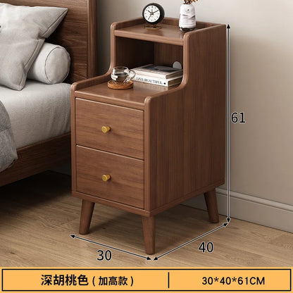 Modern Minimalist New Chinese Style Compact Narrow Bedside Table Nightstand Solid Wood Storage Drawer Bedroom Home Furniture