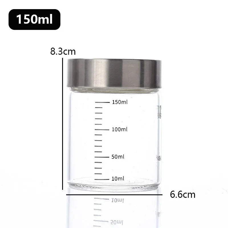 100-500ml Glass Bottle with Scale High Borosilicate Heat-resistant Glass Seal Jar Kitchen Seasoning Spices Storage Bottle Gadget