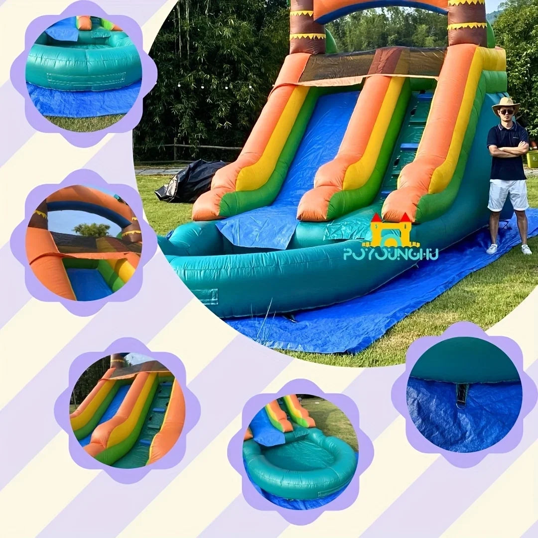 Commercial Grade WhiteInflatable Water Slide with Splash Pool and Air Blower for Party/Rental Inflatable Yard Decorations