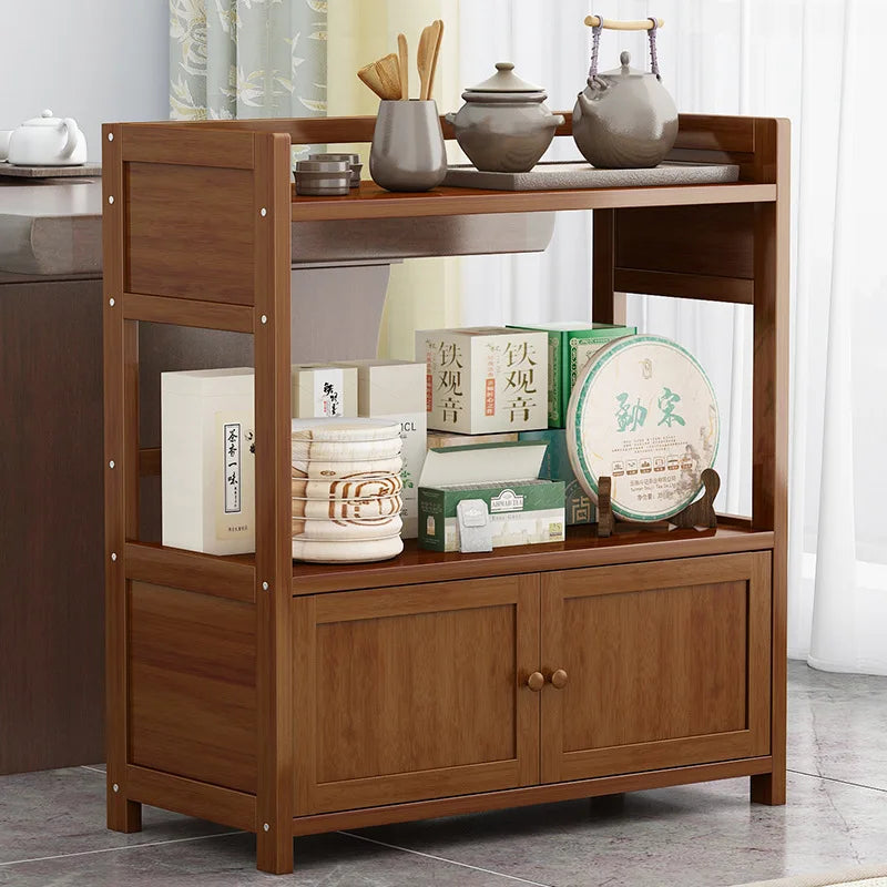Bamboo tea table tea cabinet household multifunctional living room office tea set kitchen restaurant storage cabinet