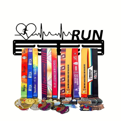 1pc Metal Black Medal Display Stand - Multifunctional Hanging Storage Rack for Running Sports Medals, Home & Office Decor