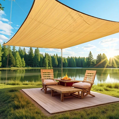 Thick Heavy-Duty Plastic Garden Sun Shade Net, Beige - Large Square UV Block, Sunshade Sail for Outdoor Patio and Yard Protectio