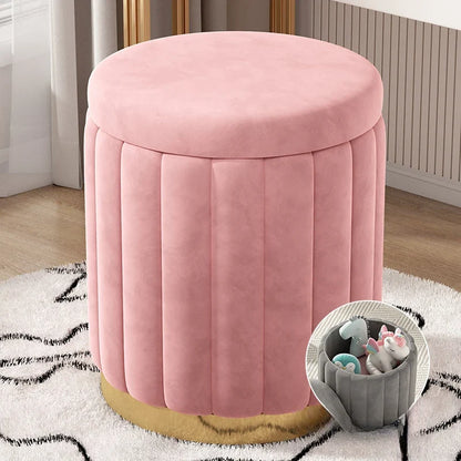 Makeup stool light luxury round stool chair bedroom Internet celebrity storage bench sofa stool dresser stool makeup chair small