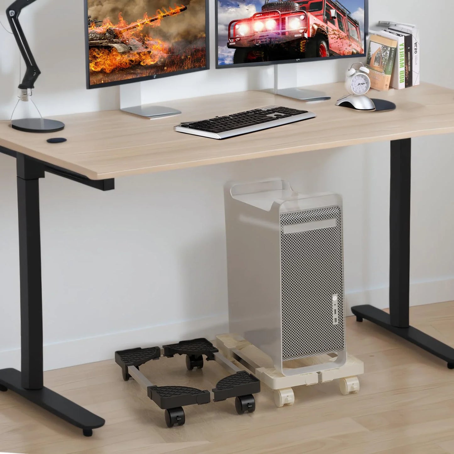 Adjustable Mobile CPU Stand with Rolling Caster Wheels Premium PC Tower Stand Holder for Floor Carpet Gaming PC Case