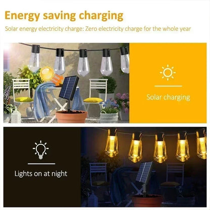 LED Solar Light Outdoor Waterproof S14 Ball Bulb String Lights Papaya Courtyard Christmas Decoration