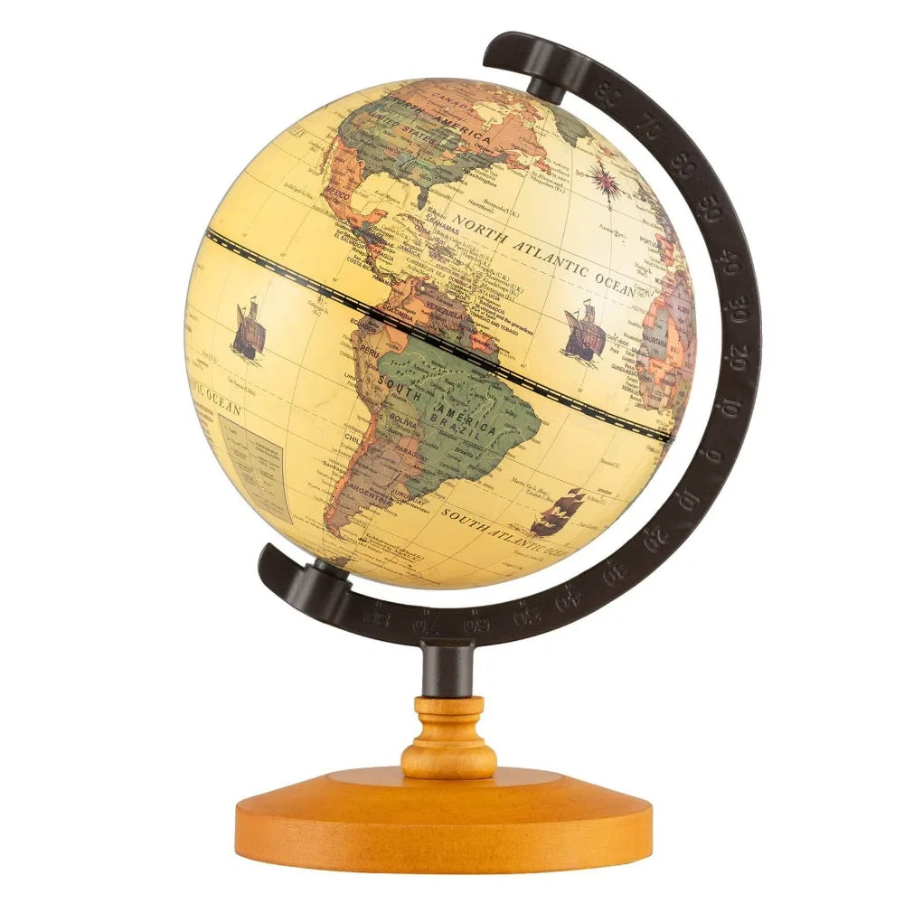 Antique World Globe for Kids & Adults 5.5-Inch Desktop Rotating Globe for Home