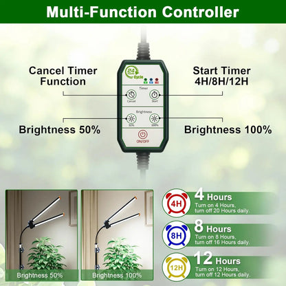 Full Spectrum LED Floor Grow Light for Indoor Plants, Dimmable with Timer, Adjustable Height 17-62", 6000K White Light