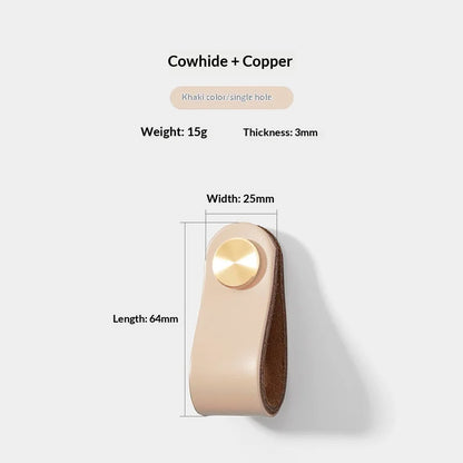 Colorful Brass Leather Cabinet Drawer Pull Handle Knob Solid Heavy Duty Furniture Hardware Kitchen Bathroom Bedroom Furniture