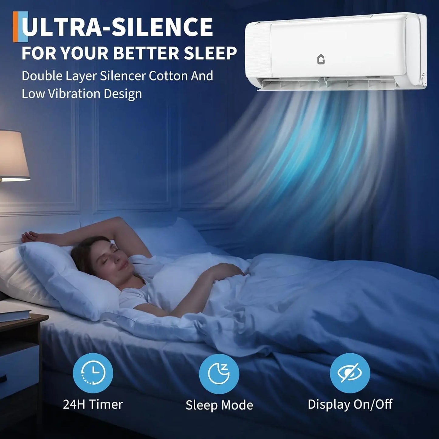 24000 BTU Mini Split Air Conditioner Heat Pump 19 SEER2 230V Ductless Inverter AC System with WiFi Cooling & Heating 1500 Sq. Ft