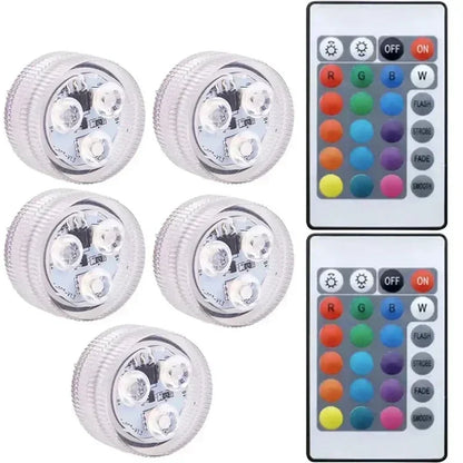 Submersible LED Light with Remote Pool Lights for Party Event Waterproof Tea Lamp for Vase Fishtank Wedding Halloween Christmas