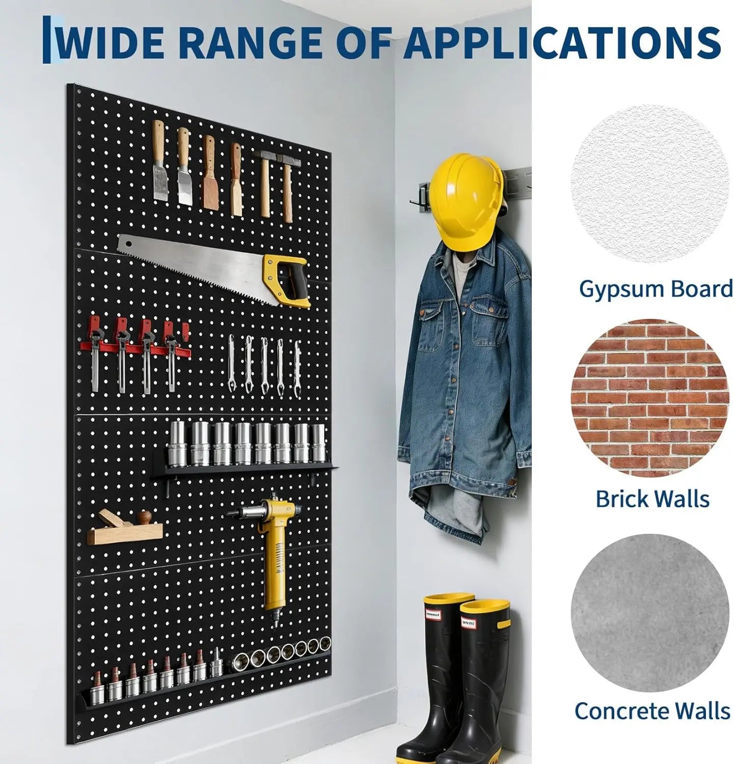 4 PCS Metal Pegboard Panels 48"X24" Peg Board Wall Organizer with Flexible Layout for Garage Storage,Workshop,Craft Room Tool