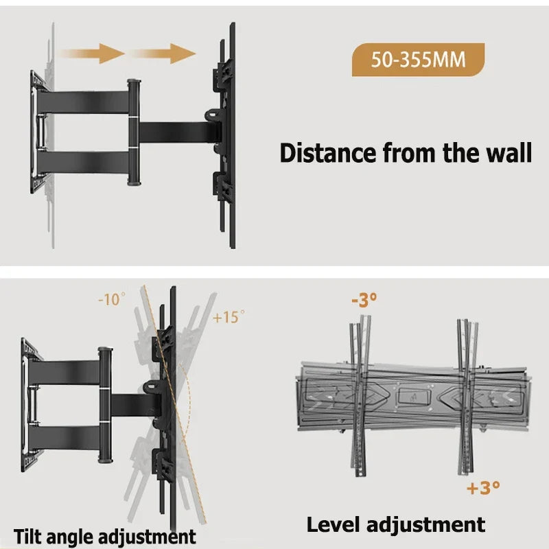 Full Motion TV Wall Mount for Most 40-80 inch TV Swivel Tilt Mount with Dual Articulating Arms Up to 121 lbs VESA 600x400mm