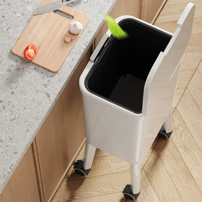 Large Capacity Kitchen Trash Can Lid Automatic Touchless Step Pedal Tall Rolling Wheels No Bend Home Household Bolsas Basura
