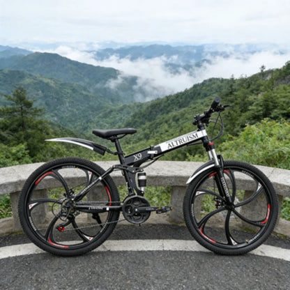 26 Inch Mountain Bike for Men & Women, 21 Speed Dual Suspension Adult Bicycle with Adjustable Disc Brake High Carbon Steel Frame