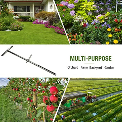 Soil Probe 35 Inch with 2 Bags Straight Soil Sample Probe for Lawn House Plants T-Handle Soil Sampler Probe Rod with Pedal Stai