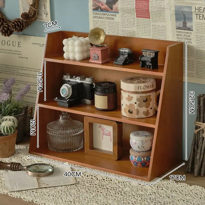 Solid Wood Cosmetics Storage Rack Multifunctional Organizer Desktop Cup Sample Storage Box Multi-layer Wooden Retro Storage Rack