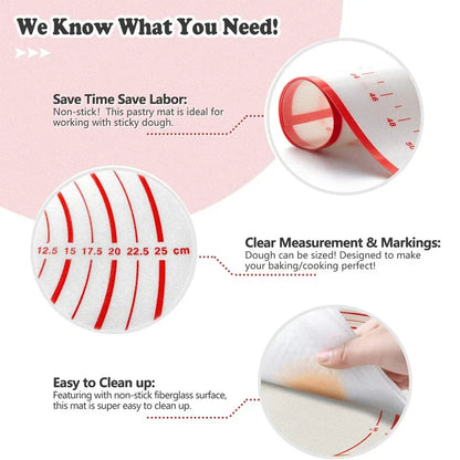 Silicone Baking Mat Non-Slip Pastry Mat for Rolling Dough With Measurements Kitchen Dough Mat Pie Crust Mat Oven Liner YY206